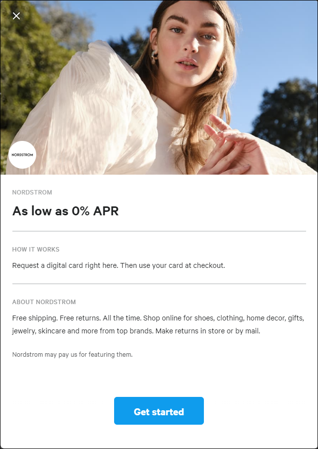 BNPL Nordstorm 0% APR